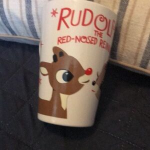 Rudolph The Red-Nosed Reindeer Ceramic Mug - White with Red & Brown